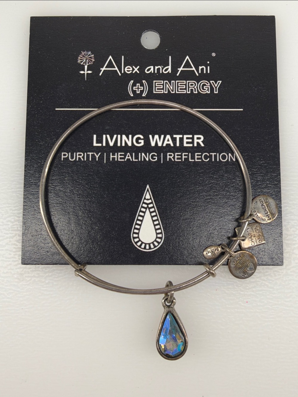Alex and Ani Living Water Teardrop Charm Bracelet - Iridescent Blue
